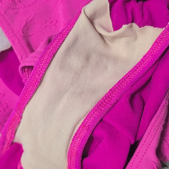 Vintage Christina Pink Floral Textured One Piece Leotard Swim Bodysuit Aerobics - Picture 9 of 11